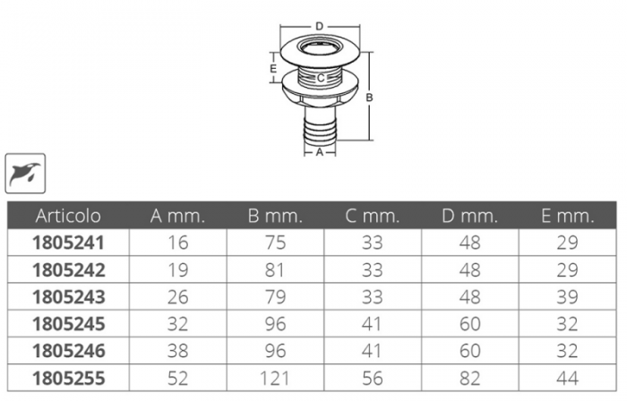 SCARICO PVC/INOX Ø MM. 16