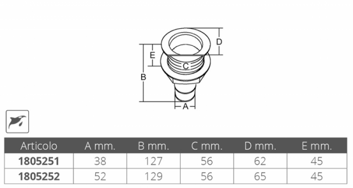 SCARICO PVC/INOX Ø MM. 40
