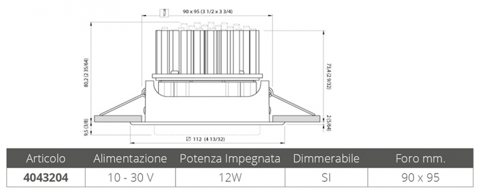 FARETTO AD INCASSO VANESSA 12W