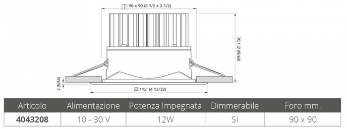 FARETTO AD INCASSO KRISTINE 12W