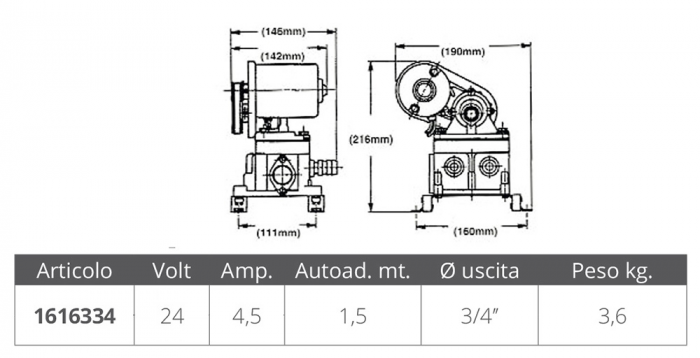POMPA MEDIUM DUTY LT.20,8 24 V.