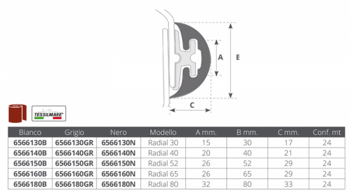 PROFILO RADIAL MM. 30 NERO MT.24