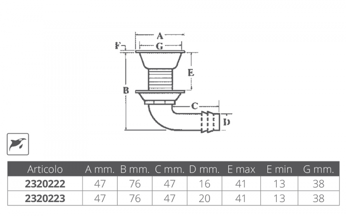 SFIATO INOX 316 CURVO Ø MM.16