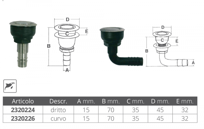 SFIATO INOX-NYLON DRITTO Ø MM.15