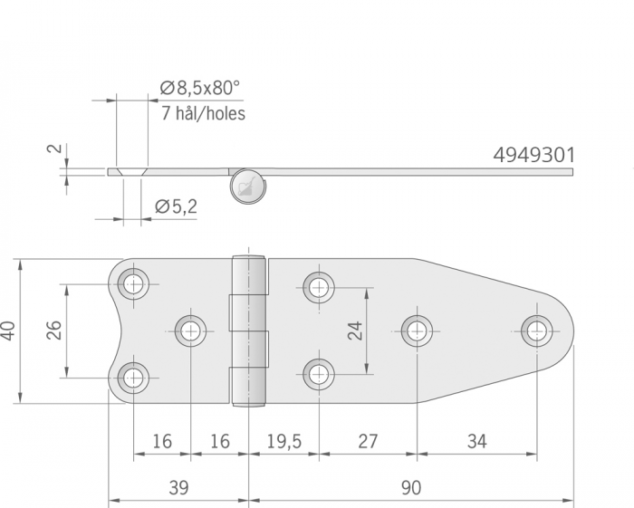 CERNIERA INOX MM.129X40
