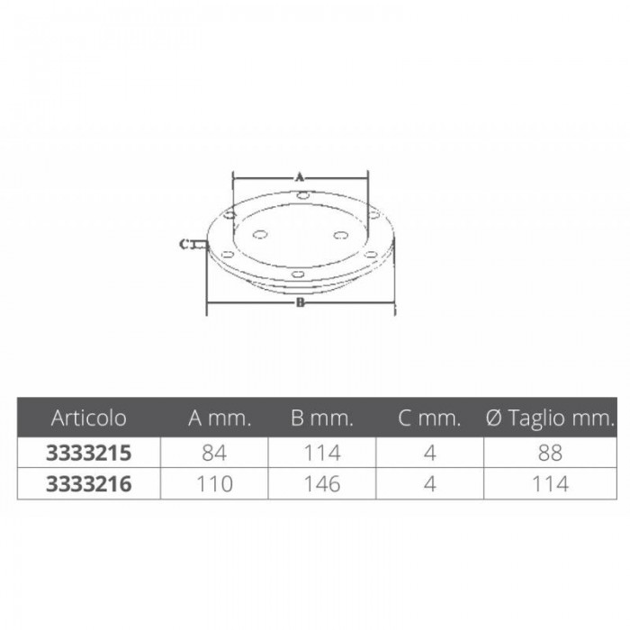 TAPPO INOX 316 Ø MM.146