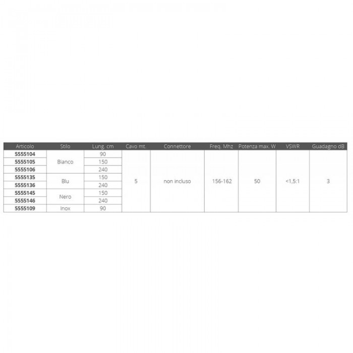 ANTENNA INOX VHF CM.90