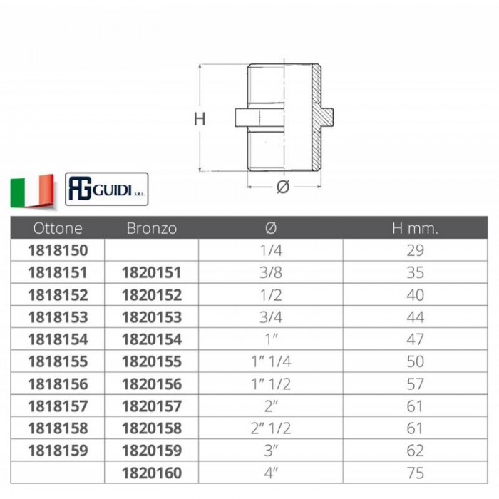 NIPLESS RIDOTTO M-M DA 3/8 A 1/4