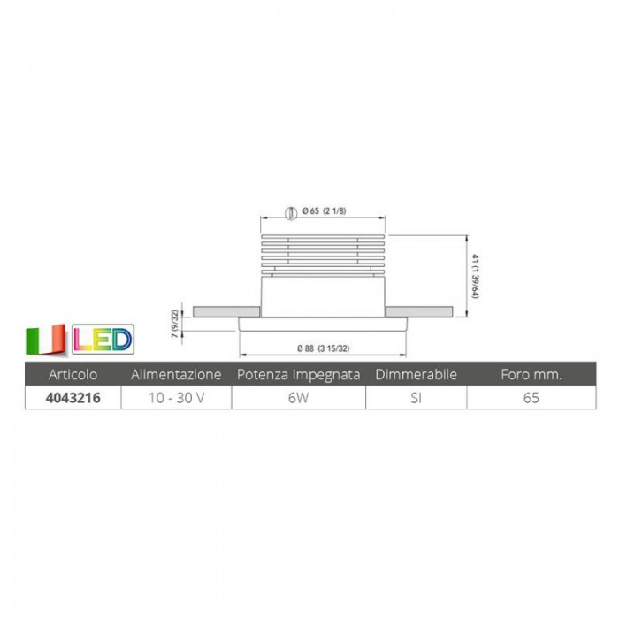 FARETTO AD INCASSO CHIARA 6W