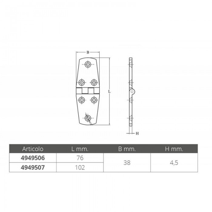 CERNIERA INOX MM.102x38