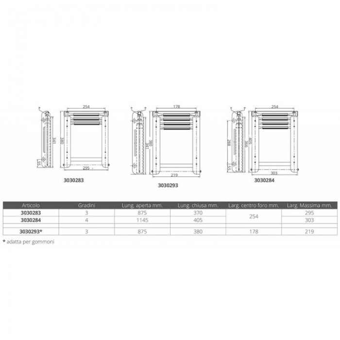 SCALETTA INOX A SCOMPARSA MM370x178