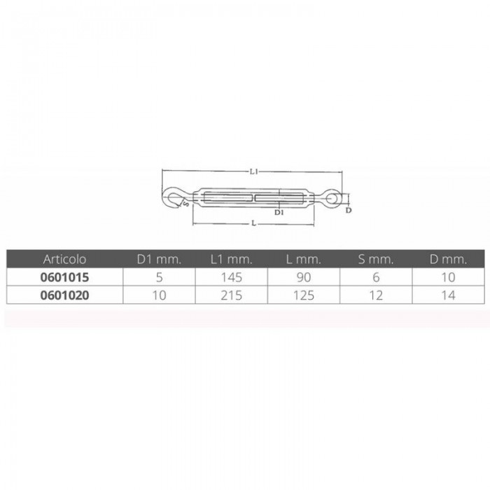TENDITORE INOX M10 OCCHIO-GANCIO