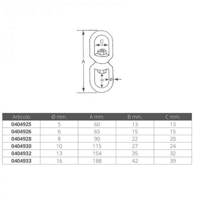 GIRELLA INOX OCCHIO-OCCHIO Ø MM.8