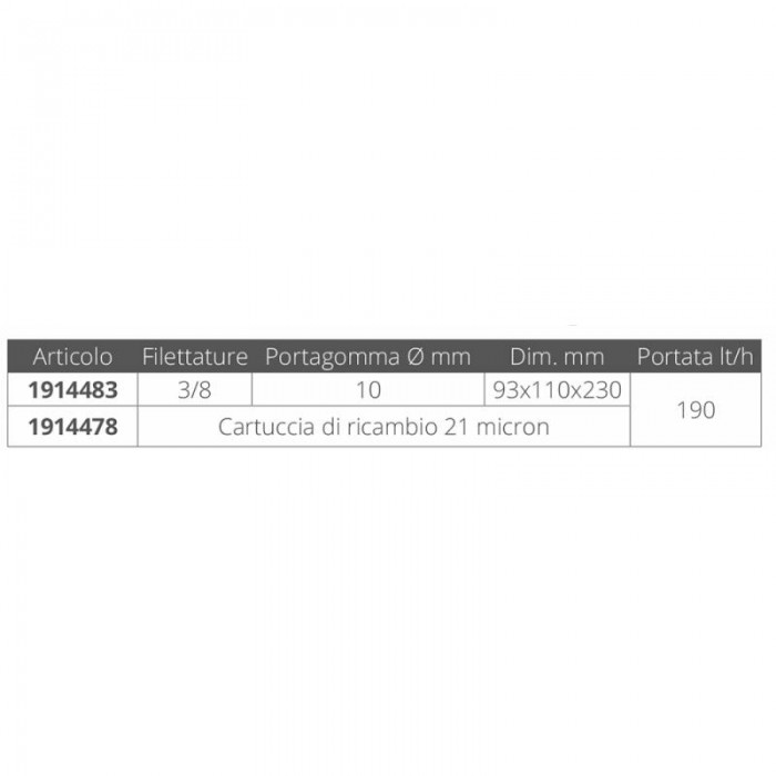 CARTUCCIA RICAMBIO 21 MICRON