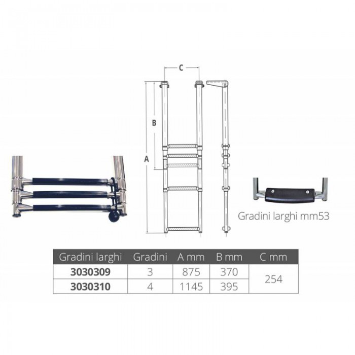 SCALETTA INOX 316 TELESCOPICA 4GR.