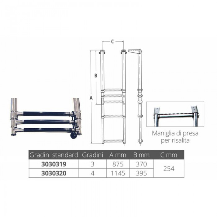 SCALETTA INOX 316 TELESCOPICA 4GR.