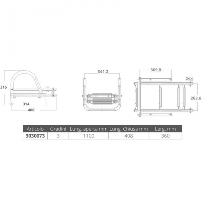 SCALETTA INOX RIBALTABILE 3 GRADINI