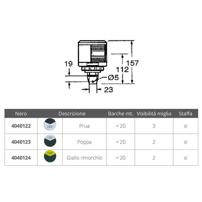 FANALE GIALLO RIMORCHIO SERIE 35