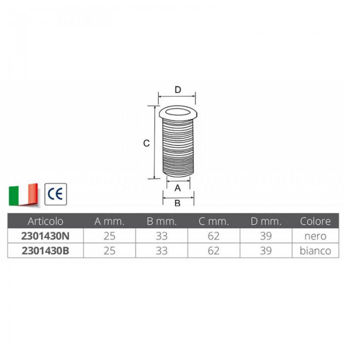 SCARICO BIANCO Ø MM.25X62