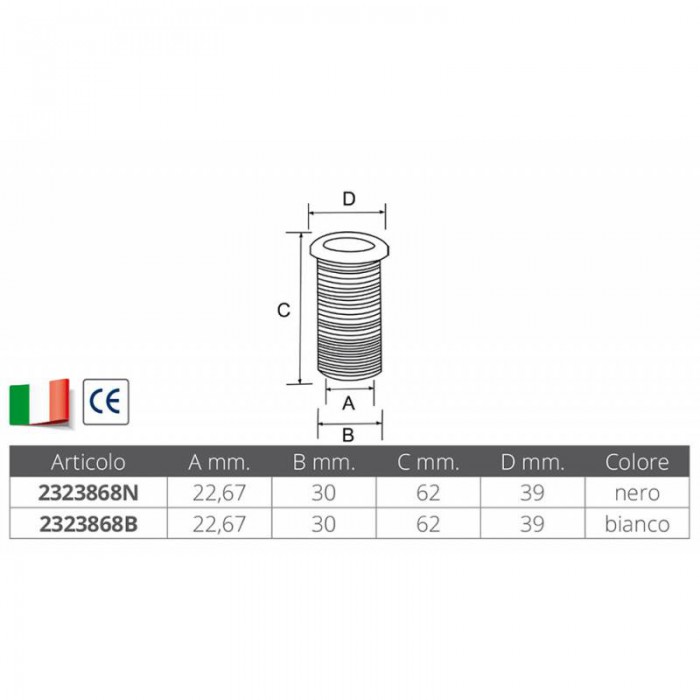 SCARICO BIANCO Ø MM.22,67X62