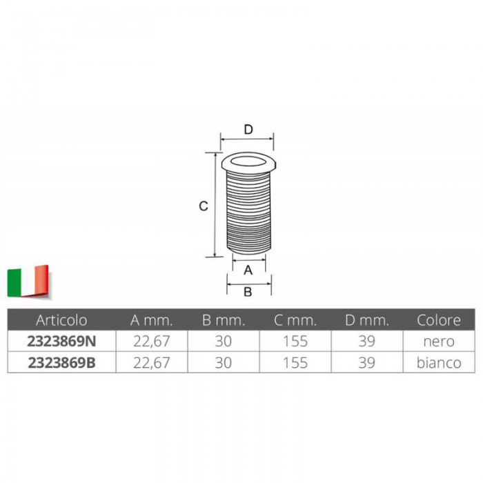 SCARICO BIANCO Ø MM.22,67X155