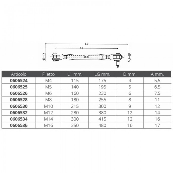 TENDITORE INOX M12 FORCELLA