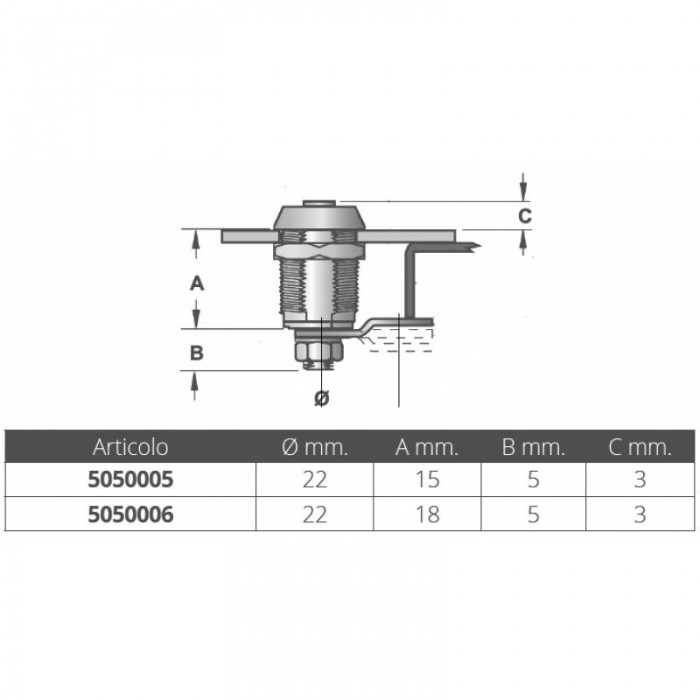 CILINDRO UNICA CHIAVE MM.15