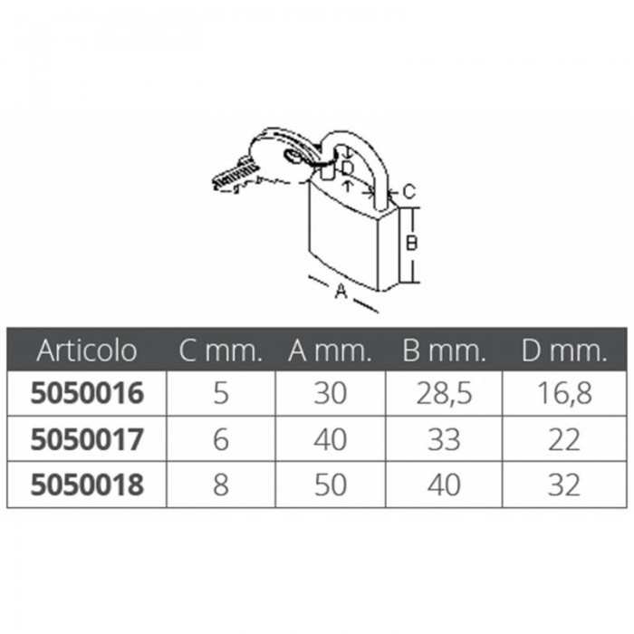 LUCCHETTO ARCO CORTO MM.50